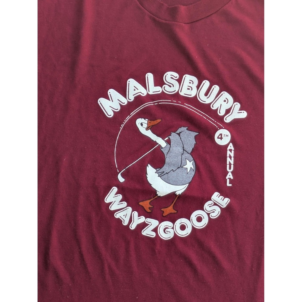 Vintage Hanes Malsbury Wayzgoose Shirt Mens XL Red Golf Goose Graphic Tee 80s